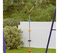 ** vidaXL Multicolour Disc Rope Swing - Kids Outdoor Climbing Toy with 4 Treads, Sturdy Multi-Layer PE Rope and Metal Mounting Rings, 140cm Height, 50kg Max Load