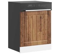 vidaXL Dishwasher Panel Lucca Old Wood Engineered - Brown - 60x67 cm - Modern Kitchen Appliance Protection