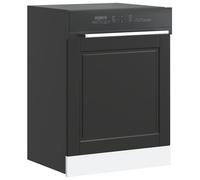 vidaXL Dishwasher Panel - Black Engineered Wood Cover - Porto Range 60x1.5x67 cm - Modern Kitchen Decor Protection