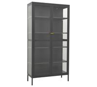 vidaXL Display Cabinet Anthracite Steel & Tempered Glass Side Storage Cabinet