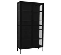 Vidaxl Display Cabinet Black 90X40X180 Cm Steel And Tempered Glass, Black