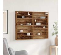 Display Cabinet Old Wood 100x8.5x75cm Engineered Wood Wall-Mounted 16 Shelves XL
