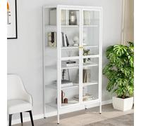 Vidaxl Display Cabinet White 90X40X180 Cm Steel And Tempered Glass