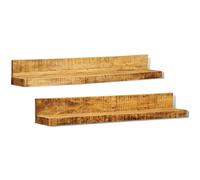 vidaXL 2 pcs Wall-Mounted Shelves Natural Mango Wood – Decorative Display Ledge, Easy to Assemble