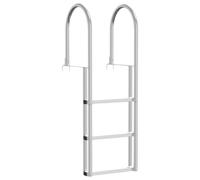 vidaXL Dock Ladder 3-Steps Silver 45 x 11.5 x 134 cm Aluminum, Aluminium Dock Ladder, Rectangular, Non-Slip, Ergonomic, Aquatic Access, Pool Accessory for Safe Water Fun, Outdoor Use