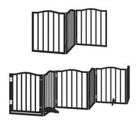 vidaXL Dog Barrier Folding Door 15 Panels Black Poplar Wood, Pet Gate, Dog Gate for Stairs, Puppy Gate for Stairs