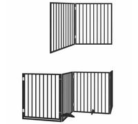vidaXL Dog Barrier Folding Door 8 Panels Black Poplar Wood
