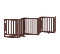 (brown, 50 x 60 x 2 cm/ 9 pcs) vidaXL Dog Gate with Door Foldable 9 Panels Dog Fence Pet Gate Poplar Wood