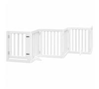 vidaXL Dog Gate with Door Foldable 9 Panels White 450 cm Poplar Wood, White