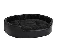 vidaXL Dog Bed, Large Size 90x79x20 cm, Plush and Faux Leather Materials, Black, with Non-Slip Underside Padding, Pet Sofa for Cats, Dogs and Other Small Animals
