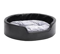 vidaXL Dog Bed Black and Grey 69x59x19 cm Plush and Faux Leather