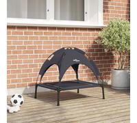 vidaXL Raised Dog Bed with Removable Roof Black Steel