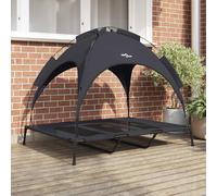 vidaXL Raised Dog Bed with Removable Roof Black XL Steel