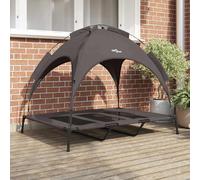 vidaXL Raised Dog Bed with Removable Roof Brown XL Steel