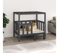 vidaXL Dog Bed Grey 105.5 x 83.5 x 100 cm Solid Wood Pine
