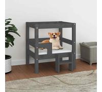 vidaXL Dog Bed Grey 55.5x53.5x60 cm Solid Wood Pine UK HOT