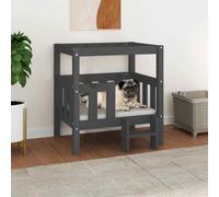 vidaXL Dog Bed Grey 65.5x43x70 cm Solid Wood Pine UK HOT