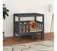 vidaXL Dog Bed Grey 75.5x63.5x70 cm Solid Wood Pine UK HOT