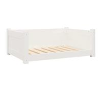 vidaXL Dog Bed in Solid Pine Wood, Comfy Resting Place with Supporting Sidewalls, Assembly Manual Included, White (Dimensions: 75.5 x 55.5 x 28 cm)