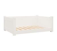 vidaXL Dog Bed in Solid Pine Wood, Comfy Resting Place with Supporting Sidewalls, Assembly Manual Included, White (Dimensions: 75.5 x 55.5 x 28 cm)