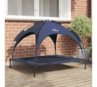 vidaXL Raised Dog Bed with Removable Roof Navy Blue XL Steel