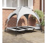 vidaXL Raised Dog Bed with Removable Roof Silver Grey XL Steel