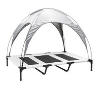 vidaXL Raised Dog Bed with Removable Roof Silver Grey XL Steel