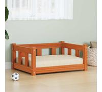 vidaXL Dog Bed Wax Brown 65.5 x 50 x 28 cm Solid Pine Wood, Modern, Rectangular Dog Bed, Pet Rest Spot, Comfortable Canine Lounge Area for Relaxation Furniture Design