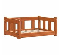 vidaXL Dog Bed Wax Brown 65.5 x 50 x 28 cm Solid Pine Wood, Modern, Rectangular Dog Bed, Pet Rest Spot, Comfortable Canine Lounge Area for Relaxation Furniture Design