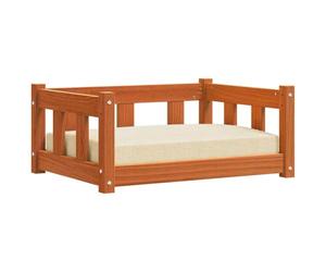 vidaXL Dog Bed Wax Brown 65.5 x 50 x 28 cm Solid Pine Wood, Modern, Rectangular Dog Bed, Pet Rest Spot, Comfortable Canine Lounge Area for Relaxation Furniture Design