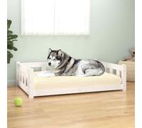 vidaXL Dog Bed White 105.5x75.5x28 cm Solid Wood Pine 02 UK HOT