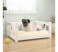 vidaXL Dog Bed White 65.5x50.5x28 cm Solid Wood Pine