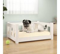 (white) vidaXL Dog Bed Wooden Pet Bed Dog Sofa Puppy Dog Pet Couch Solid Wood Pine
