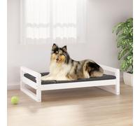 vidaXL Dog Bed White 95.5x65.5x28 cm Solid Pine Wood UK NEW