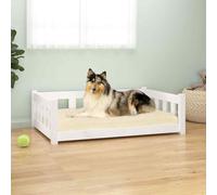vidaXL Dog Bed Pet Bed Dog Sofa Wooden Frame Kennel White Solid Wood Pine