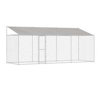 Rustic and Waterproof Dog Crate 6 x 2.55 m for Large Breeds in Silver Galvanized Steel Water Resistant for Outdoors Easy to Assemble Smooth Polyethylene Cover Easy to P