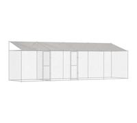 vidaXL Dog Cage Silver 800 x 200 x 256 cm Galvanised Steel, Garden and Terrace, Rustic Dog Crate, Durable Water-Resistant Kennel, Large Breed Outdoor Enclosure, Secure Pet Housing