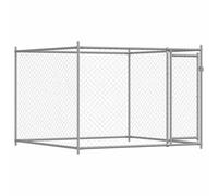 vidaXL Dog Cage with Door, Dog Kennel for Outdoor Garden Yard Terrace Patio, Dog Playpen Crate for Cats and Dogs, Grey Galvanised Steel