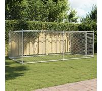 (1 door, 4 x 2 x 1.5 m) vidaXL Dog Cage with Door Grey Dog Kennel Outdoor Dog Crate Galvanised Steel