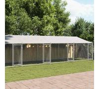 vidaXL Dog Cage with Roof and Doors Grey 10x2x2 m Galvanised Steel