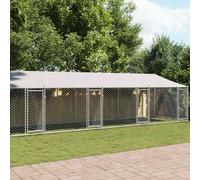 vidaXL Dog Cage with Roof and Doors Grey 12x2x2 m Galvanised Steel