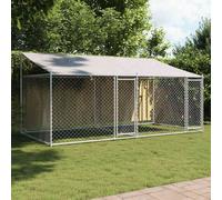 vidaXL Dog Cage with Roof and Doors Grey 4x2x2 m Galvanised Steel