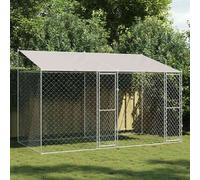 vidaXL Dog Cage with Roof Silver 400 x 200 x 256 cm Steel and PE