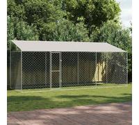 vidaXL Dog Cage with Roof Silver 600 x 200 x 256 cm Steel and PE