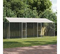 vidaXL Dog Cage with Roof Silver 600 x 200 x 256 cm Steel and PE