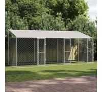 vidaXL Dog Cage with Roof Silver 600 x 200 x 256 cm Steel and PE
