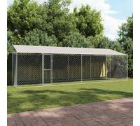 vidaXL Dog Cage with Roof Silver 800 x 200 x 256 cm Steel and PE