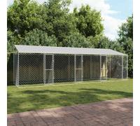 vidaXL Dog Cage with Roof Silver 800 x 200 x 256 cm Steel and PE