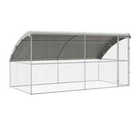 vidaXL Dog Cage with Storage, 2 Pieces, Silver, 4 x 2 x 2 m, Steel, Modern, Minimalist Dog Kennel, Durable Outdoor for Pets, Safe Space for Dogs, Weatherproof Home