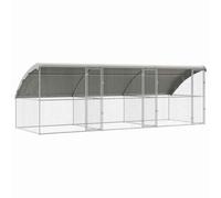 vidaXL Dog Cage with Storage, 3 Pieces, Silver, 6 x 2 x 2 m, Steel, Modern, Minimalist Dog Kennel, Durable Outdoor for Pets, Safe Space for Dogs, Weatherproof Home